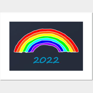 Hand Drawn Rainbow Blue 2022 Posters and Art